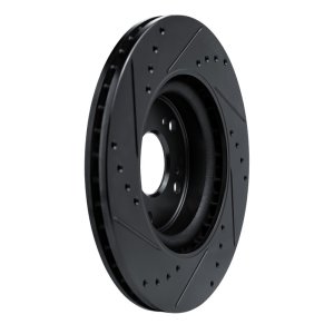 Honda CR-V Brake Rotor (1) - Front Right - R1 Concepts - Drilled & Slotted - Black - `12-`16